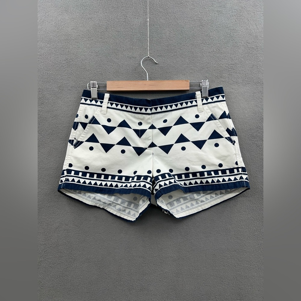 J. CREW Women's 4 Navy Blue & White Print Cotton Chinos Shorts